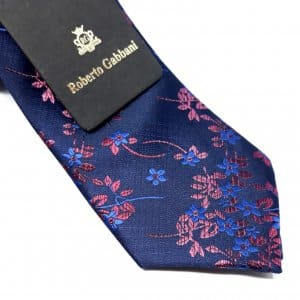 Dodatki Elegancki Krawat Granatowy z Motywem Kwiatowym