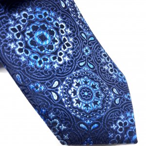 Dodatki Elegancki Krawat Granatowy z Ciekawym Wzorem