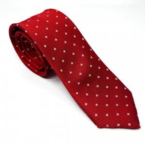 Elegancki Krawat Czerwony w Białe Krzyżyki