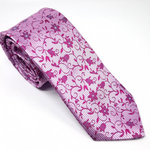 Elegancki Krawat Różowy z Motywem Kwiatów