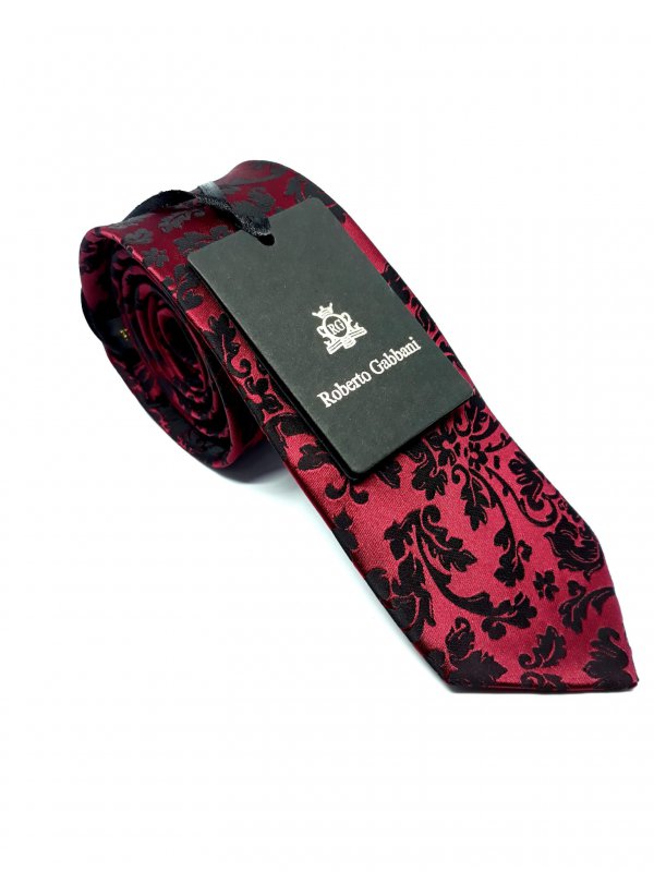 Dodatki Unikatowy Krawat Roberto Gabbani Bordowy