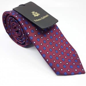 Dodatki Elegancki Krawat Bordowy z Motywem Kwiatowym