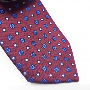 Dodatki Elegancki Krawat Bordowy z Motywem Kwiatowym