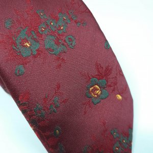 Dodatki Elegancki Krawat Bordowy Kwiatki