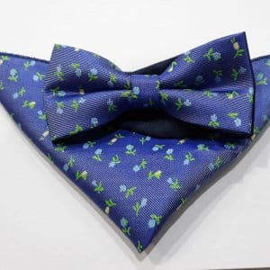 Muszka poszetka zestaw niebieska w kwiaty