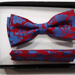 Muszka poszetka zestaw czerwona we wzory