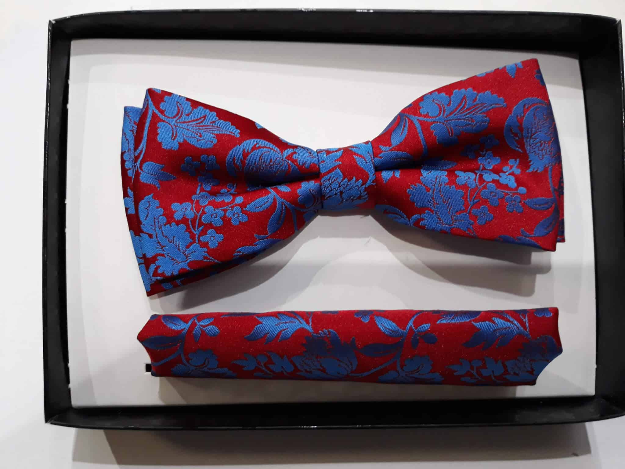 Muszka poszetka zestaw czerwona we wzory