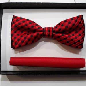 Muszka poszetka zestaw czerwona w kropki