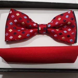 Zestaw mucha plus poszetka czerwień kolorowa