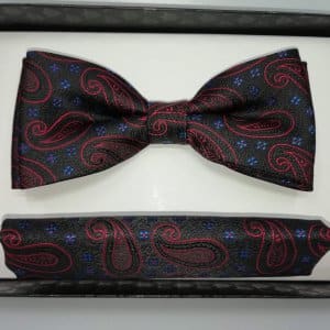 Mucha z poszetką czarna - czerwona