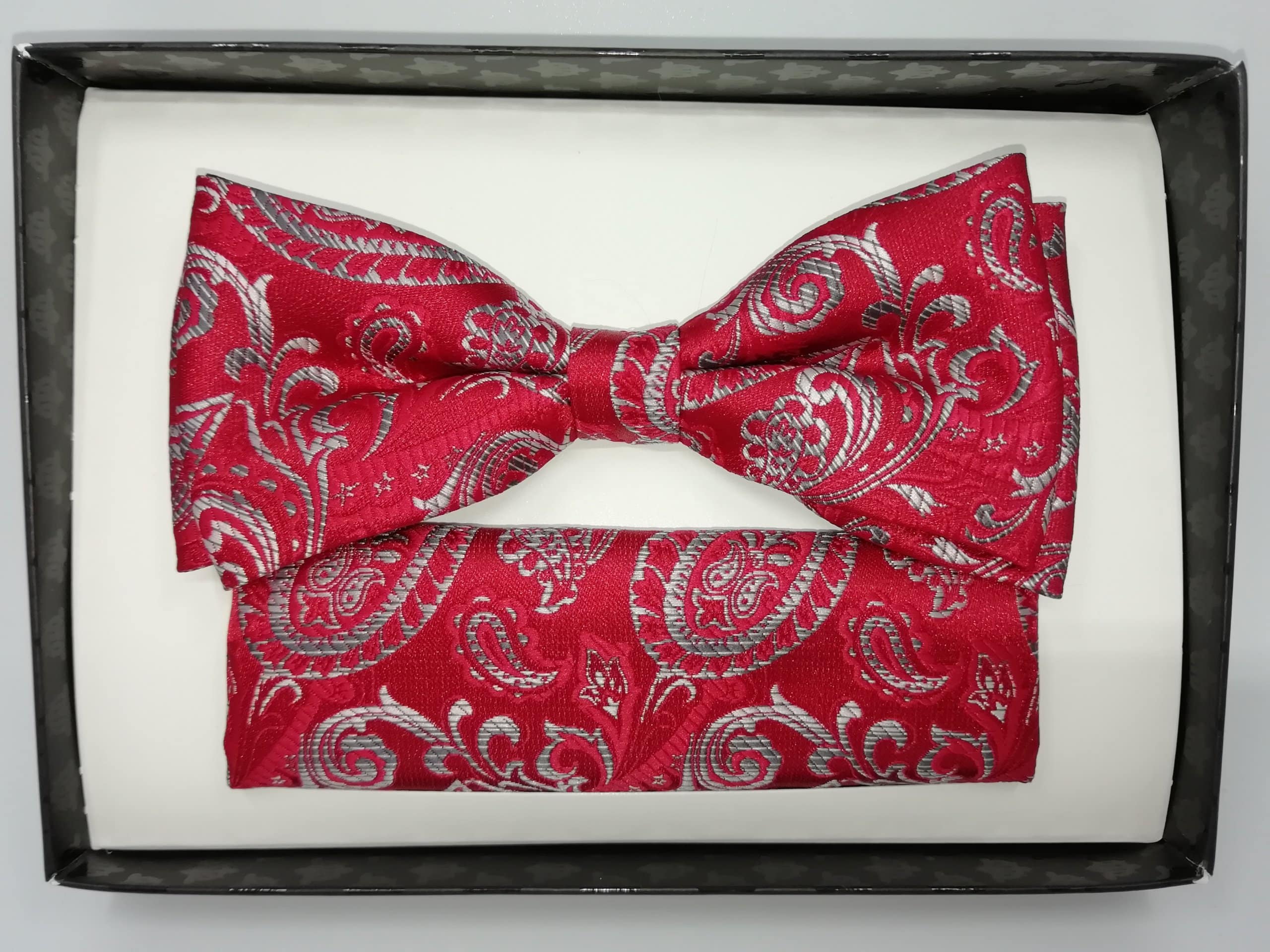 Mucha z poszetką czerwona - szara