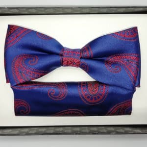 Mucha z poszetka granatowa - bordowa - tłoczona