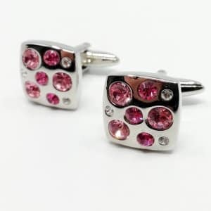 Spinki do mankietów różowe cyrkonie