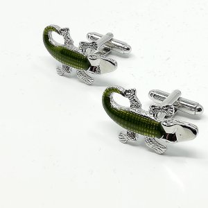 Spinki do mankietów krokodyle zielone
