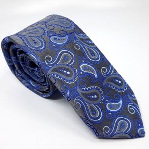 Elegancki Krawat Popiel Niebieski Wzór