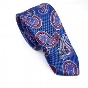 Elegancki Krawat Szafirowy z Dodatkiem Czerwieni