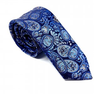 Elegancki Krawat Granatowy Złoty Wzór