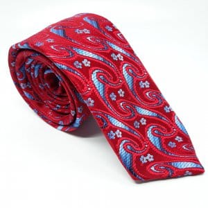 Elegancki Krawat Czerwony z Odcieniami Niebieskiego