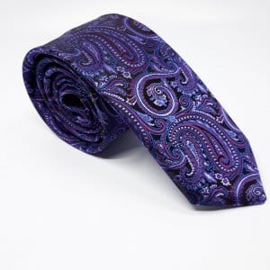 Elegancki Krawat Fioletowy Wzór Turecki