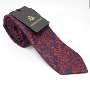 Elegancki Krawat Miedziany Granatowy Wzór