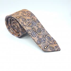 Elegancki Krawat Piotr Pomarańczowy Granat