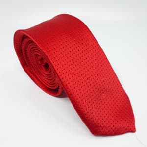 Elegancki Krawat Czerwony w Czarną Kropkę