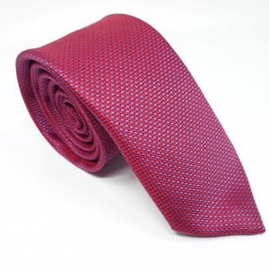 Elegancki Krawat Czerwony w Niebieską Kosteczkę