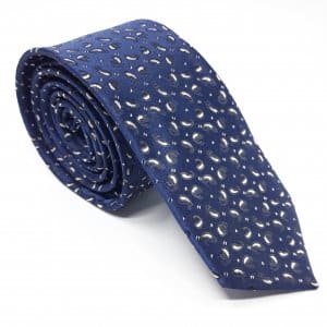 Elegancki Krawat Granatowy Biały Wzorek
