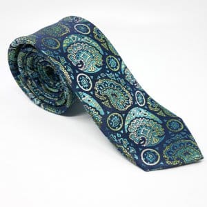 Elegancki Krawat Morsko Seledynowy Wzór