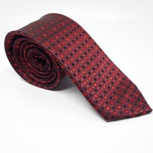 Elegancki Krawat Bordowy Kwadraty