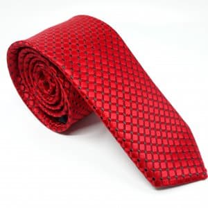 Elegancki Krawat Czerwony Czarne Romby