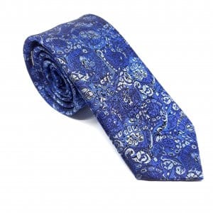 Elegancki Krawat Granatowo Niebieski Wzór