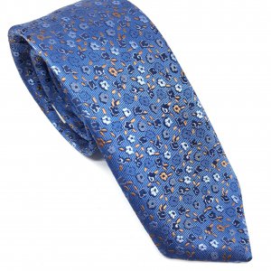 Elegancki Krawat Niebieski Drobne Kwiatki