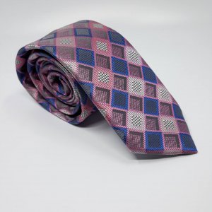 Elegancki Krawat Różowy w Kratę z Efektem 3D