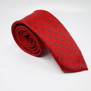 Elegancki Krawat Czerwony Zielone Kwiatki