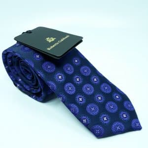 Elegancki Krawat Fioletowo Granatowy Wzór