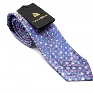 Elegancki Krawat Niebiesko Różowy Wzorek