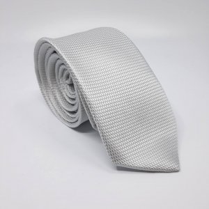 Elegancki Krawat Jasny Popiel Tłoczony Wzór