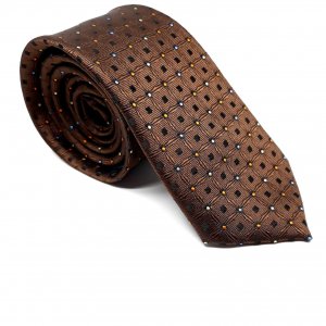 Elegancki Krawat Brązowy Kropki