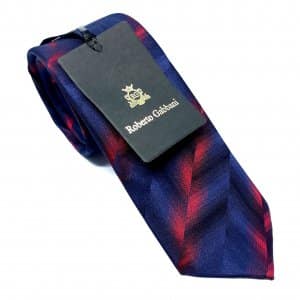 Elegancki Krawat Granatowo Czerwony 3D