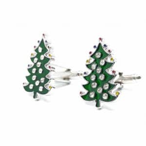 Świąteczne Spinki do mankietów Zielone Choinki