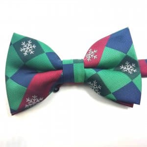 Świąteczna Mucha Męska Kolorowa Krata