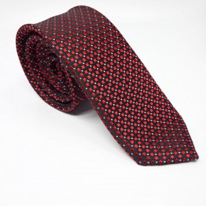 Elegancki Krawat Czerwono Czarny Kwadraty