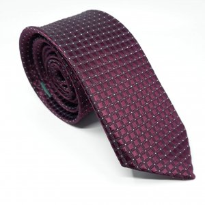 Elegancki Krawat Bordowy Kratka