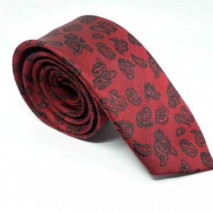 Elegancki Krawat Bordowy Turecki Wzór
