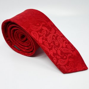 Elegancki Krawat Piotr Czerwony Tłoczony