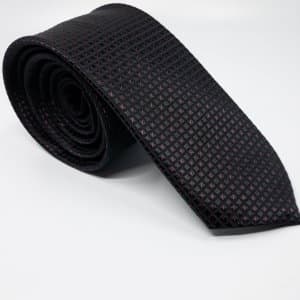 Elegancki Krawat Czarny w Różowe Kreski