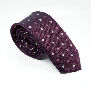 Elegancki Krawat Bordowy Kropki