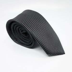 Elegancki Krawat Czarny Białe Trójkąciki