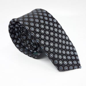 Elegancki Krawat Czarny Kółka